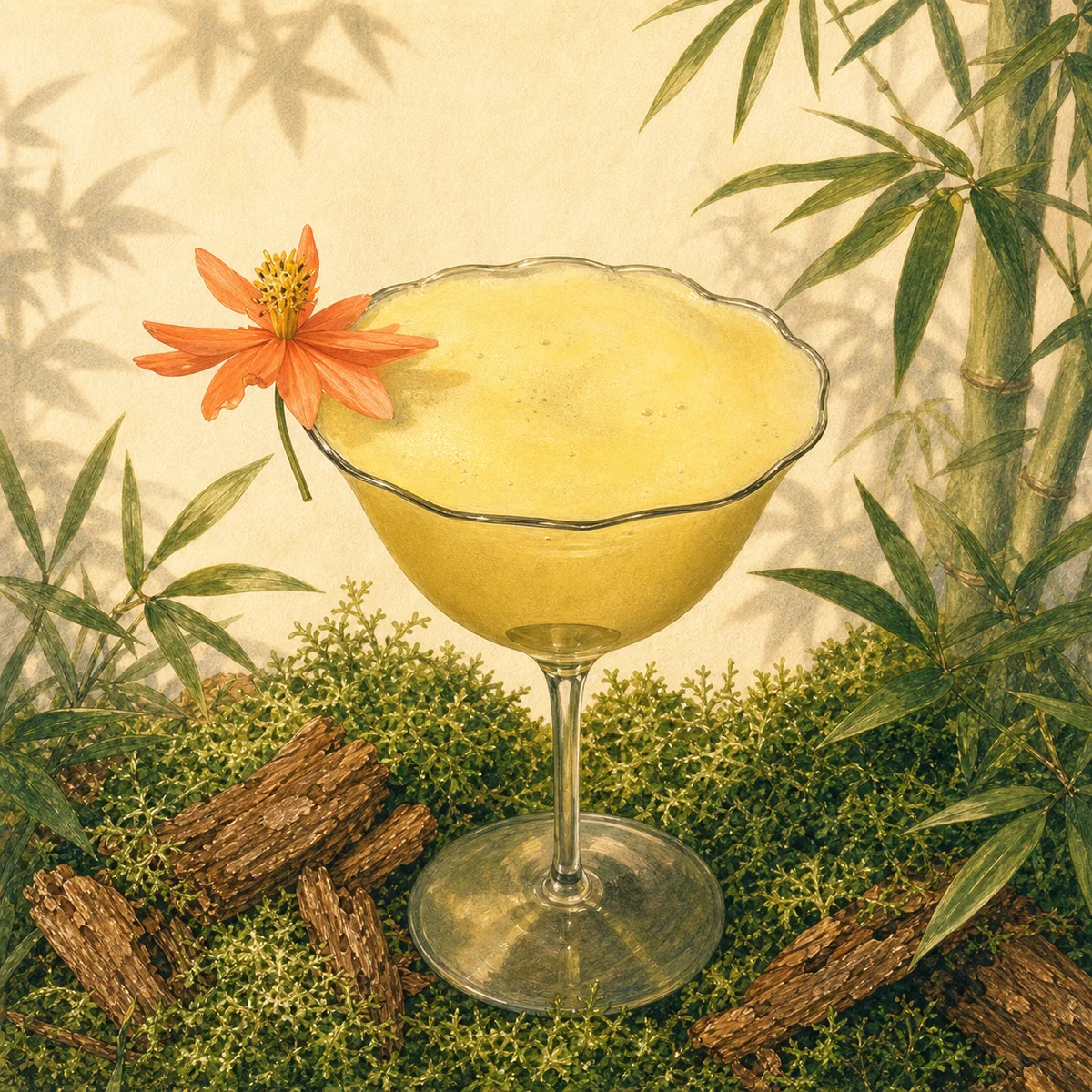 竹露 Bamboo Dew 鸡尾酒插画